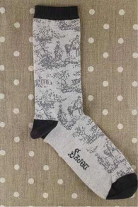 Chaussettes Toile De Jouy écru Noir 35/37 3 Chaussettes Toile De Jouy écru Noir 35/37 – Image 3