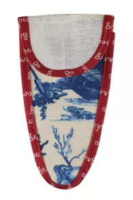 Etui Porte-ciseaux Toile De Jouy Bleue-bordeaux - L