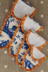 Etui Porte-ciseaux Toile De Jouy Bleue-orange - M 3 Etui Porte-ciseaux Toile De Jouy Bleue-orange - M – Image 3
