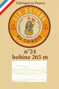 Fil Lin Glacé N° 24 Bobine 100 - Blanc