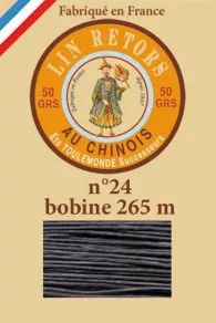 Fil Lin Glacé N° 24 Bobine 174 - Gris Très Foncé