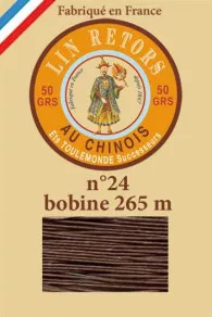 Fil Lin Glacé N° 24 Bobine 205 - Havane