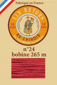 Fil Lin Glacé N° 24 Bobine 525 - Rouge Vif