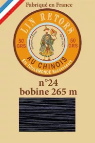 Fil Lin Glacé N° 24 Bobine 650 - Marine