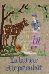Fils Broderie Point De Croix La Laitière Et Le Pot Au Lait