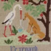 Fils Broderie Point De Croix Le Renard Et La Cigogne