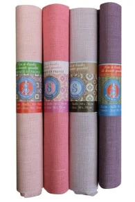 Lin à Broder 12 Fils Au Cm Lot 4 Coupons Roses/mauves