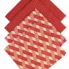 Quatre Serviettes Damas Rouge 1 Et 2