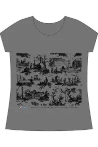 T-shirt Gris Chiné Toile De Jouy Noir - Taille S