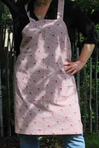 Tablier Japonais Tissu Bordeaux Et écru