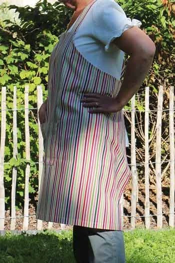 Tablier Japonais Tissu Rayures Rose Et Vert 2 Tablier Japonais Tissu Rayures Rose Et Vert – Image 2