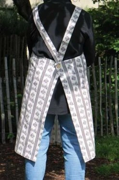 Tablier Japonais Toile De Jouy Grise -Coudre Fils Magasin tablier japonais toile de jouy grise 2