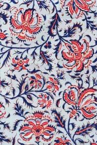 Tissu Indienne Au Mètre Fond Bleu Ciel N°12