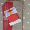 Trousse Lin Carreaux Naturel/rouge