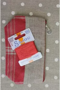 Trousse Lin Carreaux Naturel/rouge
